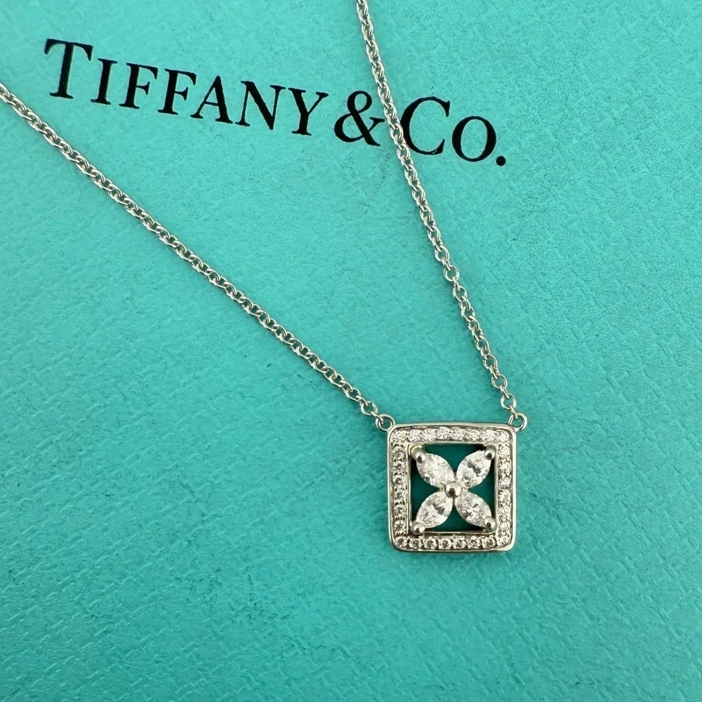 Tiffany & Co. Diamond Victoria Square Outline Pendant 16